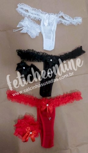 Calcinha Tanga Fio Dental Renda Persex Sexy Perneira