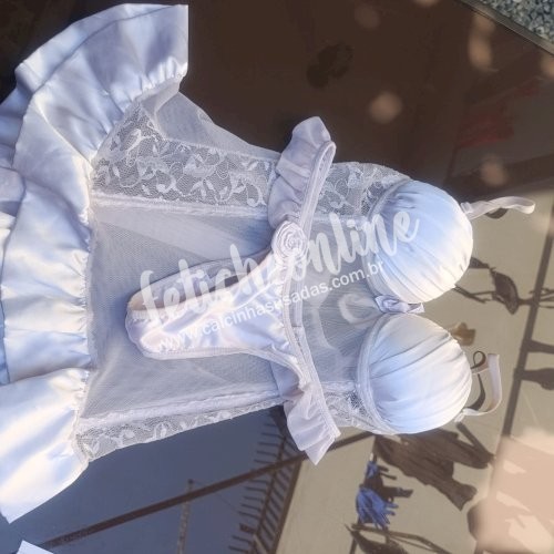Conjunto lua de mel, com renda